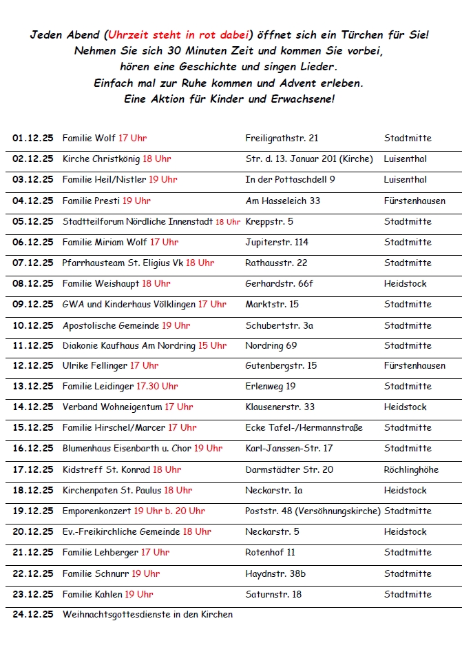 Lebendiger Adventskalender