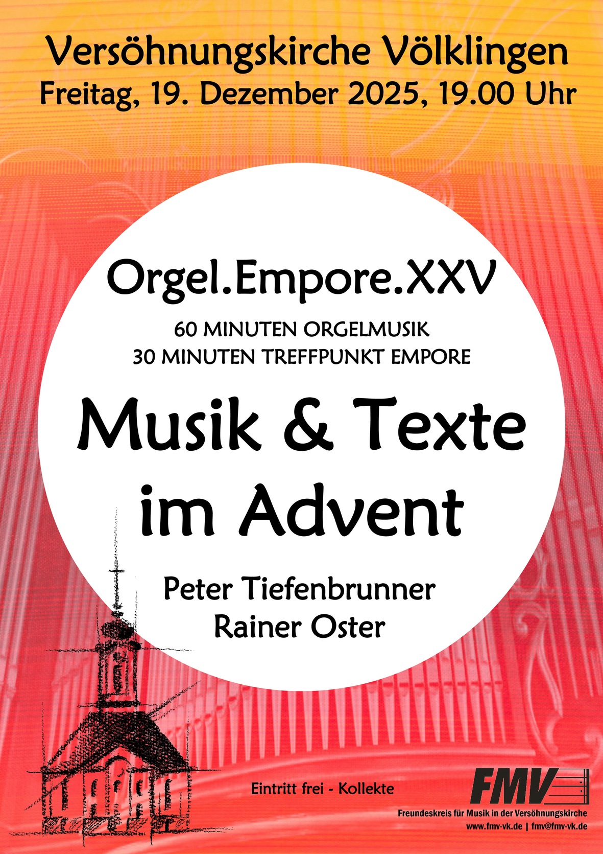 Emporenkonzert am Freitag, 19. Dezember 2025 um 19 Uhr in der Vershungskirche