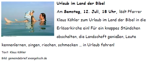 Urlaub im Land der Bibel