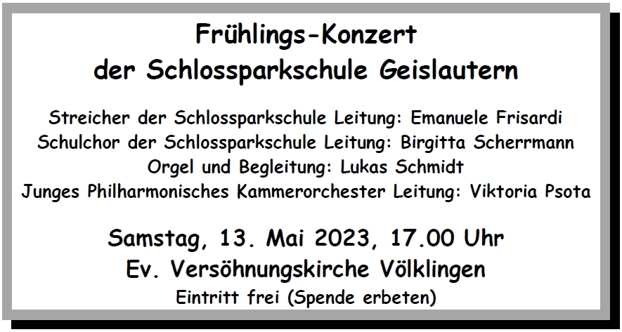 Frühlingskonzert der Schlossparkschule Geislautern in der Versöhnungskirche  