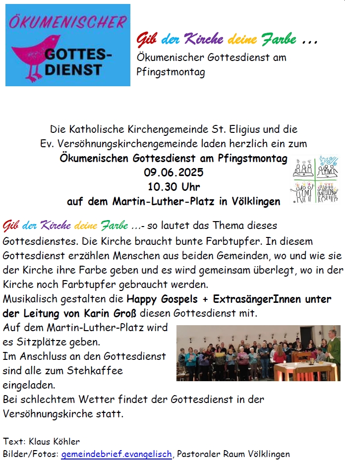 kumenischer Gottesdienst am Pfingstmontag