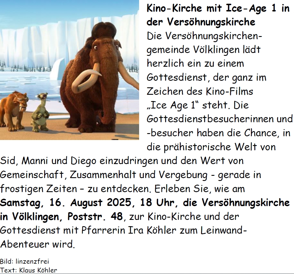 Kino-Kirche mit Ice-Age 1 in der Vershnungskirche
